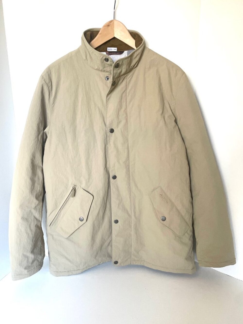 Barbour Modern Powell Showerproof Jacket Beige Corduroy Collar Mens M
